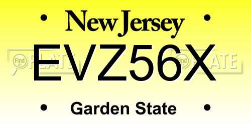 EVZ56X New Jersey License Plate