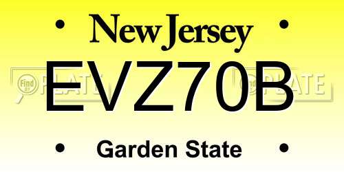 EVZ70B New Jersey License Plate