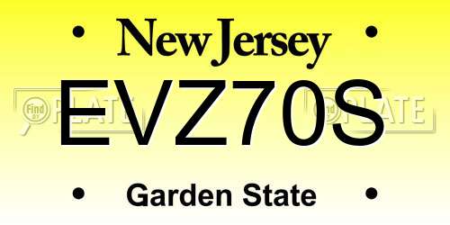 EVZ70S New Jersey License Plate