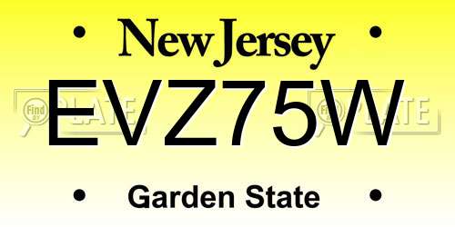 EVZ75W New Jersey License Plate