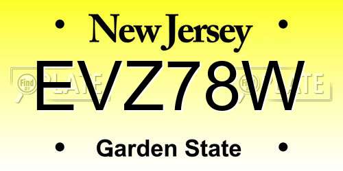 EVZ78W New Jersey License Plate