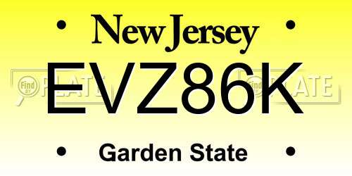 EVZ86K New Jersey License Plate