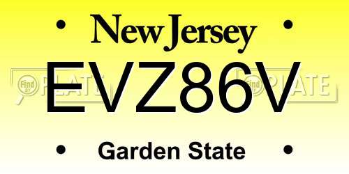 EVZ86V New Jersey License Plate