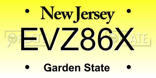 EVZ86X New Jersey License Plate