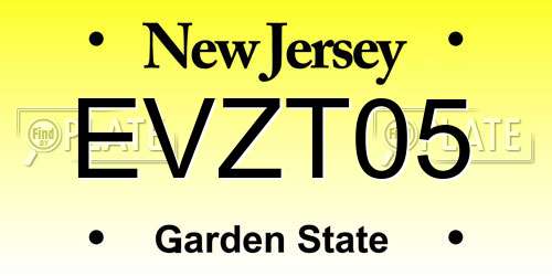 EVZT05 New Jersey License Plate