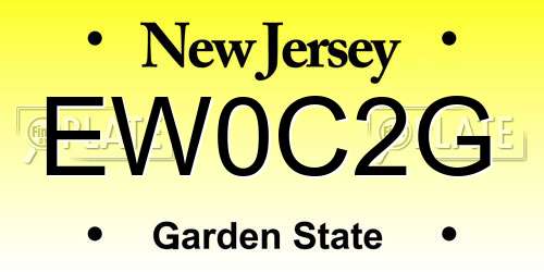 EW0C2G New Jersey License Plate