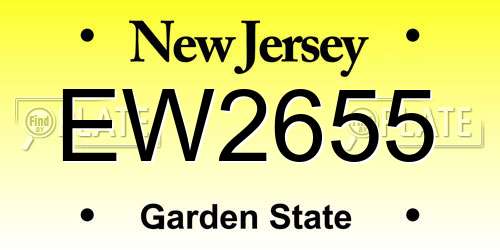 EW2655 New Jersey License Plate