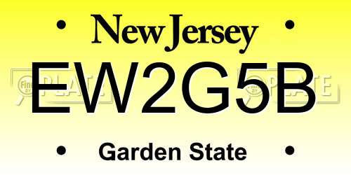 EW2G5B New Jersey License Plate