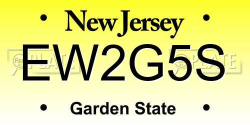 EW2G5S New Jersey License Plate