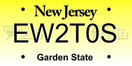 EW2T0S New Jersey License Plate