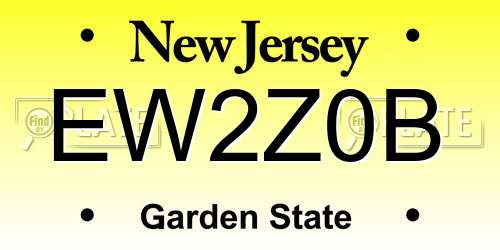 EW2Z0B New Jersey License Plate
