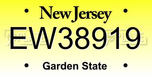 EW38919 New Jersey License Plate