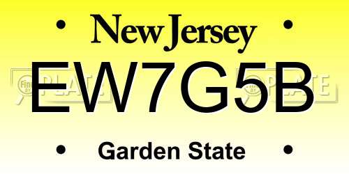 EW7G5B New Jersey License Plate