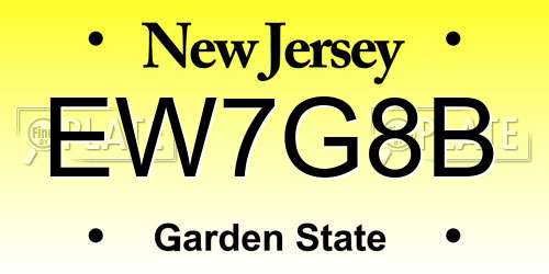 EW7G8B New Jersey License Plate