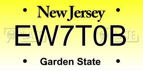 EW7T0B New Jersey License Plate