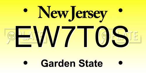 EW7T0S New Jersey License Plate