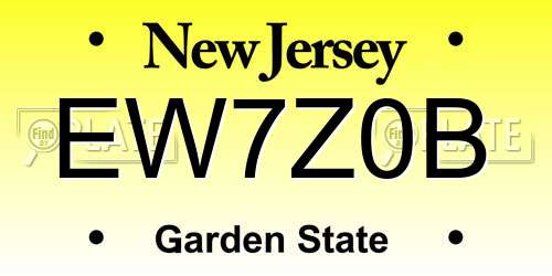 EW7Z0B New Jersey License Plate