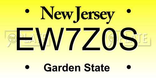 EW7Z0S New Jersey License Plate