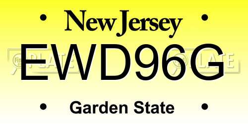 EWD96G New Jersey License Plate