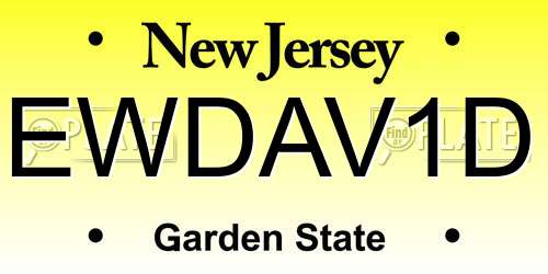 EWDAV1D New Jersey License Plate