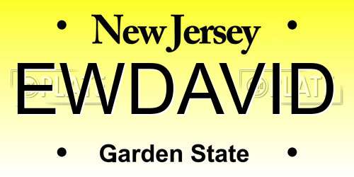 EWDAVID New Jersey License Plate