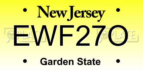 EWF27O New Jersey License Plate