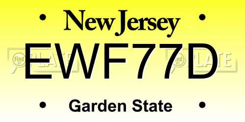 EWF77D New Jersey License Plate