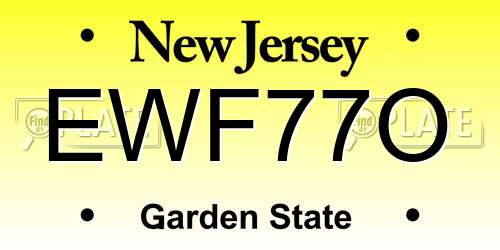 EWF77O New Jersey License Plate