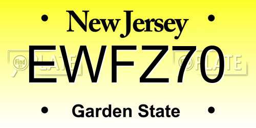 EWFZ70 New Jersey License Plate