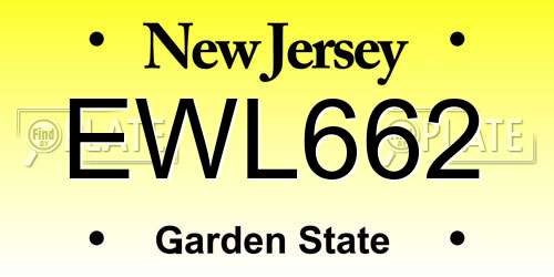 EWL662 New Jersey License Plate
