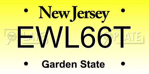 EWL66T New Jersey License Plate
