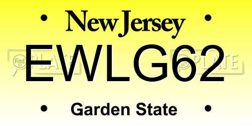 EWLG62 New Jersey License Plate