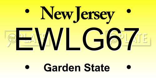 EWLG67 New Jersey License Plate