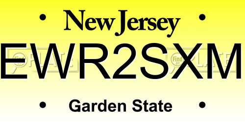 EWR2SXM New Jersey License Plate