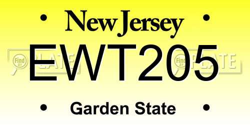EWT205 New Jersey License Plate