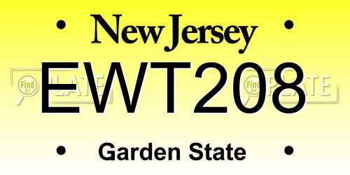 EWT208 New Jersey License Plate