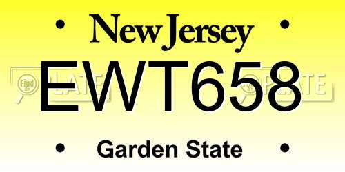 EWT658 New Jersey License Plate