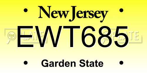 EWT685 New Jersey License Plate