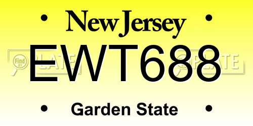 EWT688 New Jersey License Plate