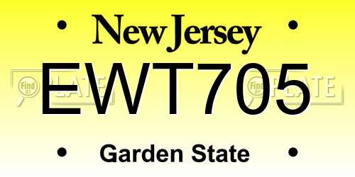 EWT705 New Jersey License Plate