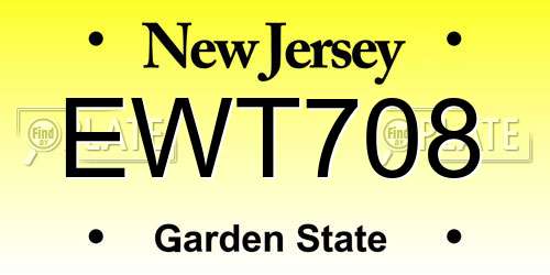 EWT708 New Jersey License Plate