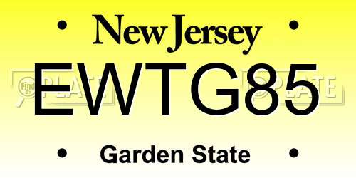 EWTG85 New Jersey License Plate