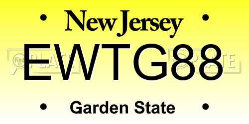 EWTG88 New Jersey License Plate