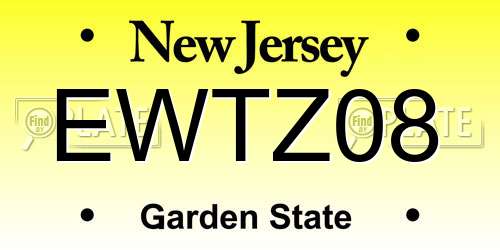 EWTZ08 New Jersey License Plate