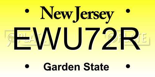 EWU72R New Jersey License Plate