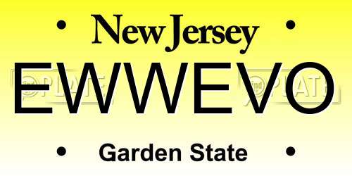 EWWEVO New Jersey License Plate