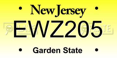EWZ205 New Jersey License Plate