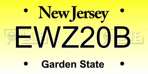 EWZ20B New Jersey License Plate