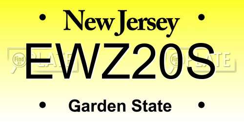 EWZ20S New Jersey License Plate