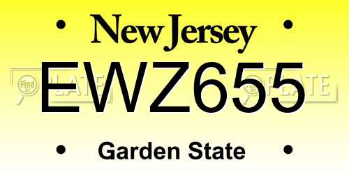 EWZ655 New Jersey License Plate